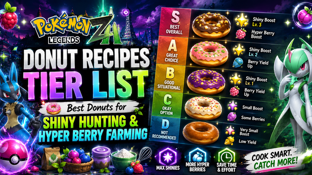 Pokemon Legends Z-A Donut Recipes Tier List: Best Donuts for Shiny Hunting & Hyper Berry Farming
