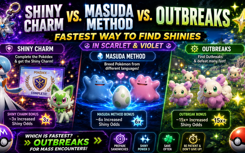 Shiny Charm vs. Masuda Method vs. Outbreaks: Fastest Way to Find Shinies in Scarlet & Violet